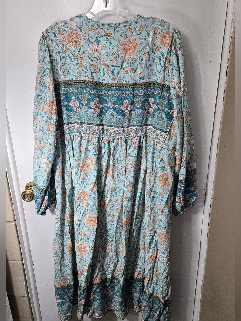 R.Vivimos Floral Print Tassel Bohemian Midi Dress Casual Chic  Fairy Size 2XL - Picture 2 of 4